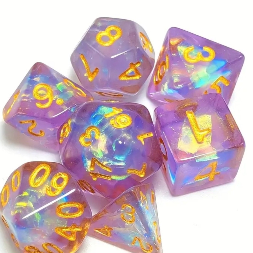 Purple and Gold D&D Dice Set
